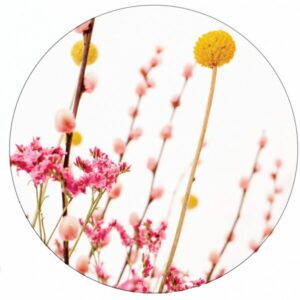 Muurcirkel - Pink & Yellow Flowers