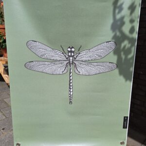 Tuinposter - Libelle - Olijfgroen
