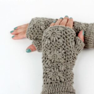 Handwarmers - Granny Square - Lichtgrijs