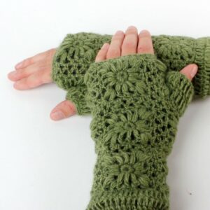 Handwarmers - Granny Square - Mosgroen