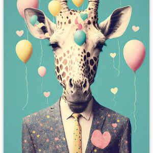 Postkaart - Giraffe in pak