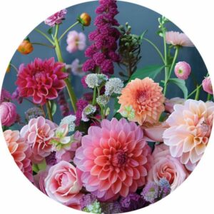 Muurcirkel - Pink Flowers