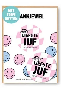 Kaartje met Button Juf